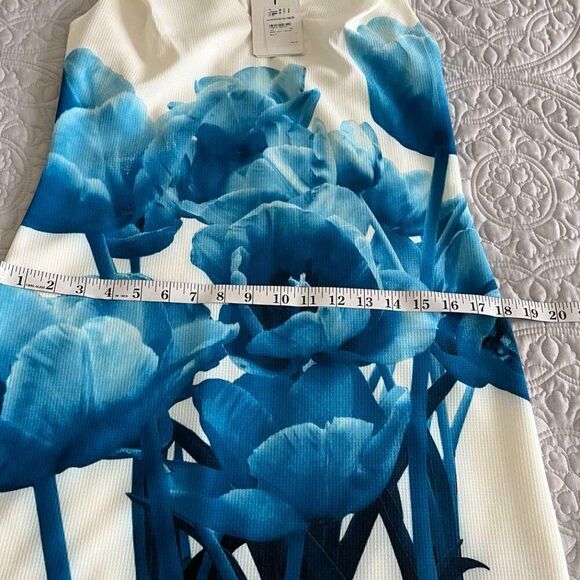 NWT Ted Baker Jamina Blue Beauty V Neck Slim Fit Tunic Dress Floral S-z 1, US-4 - Picture 13 of 16